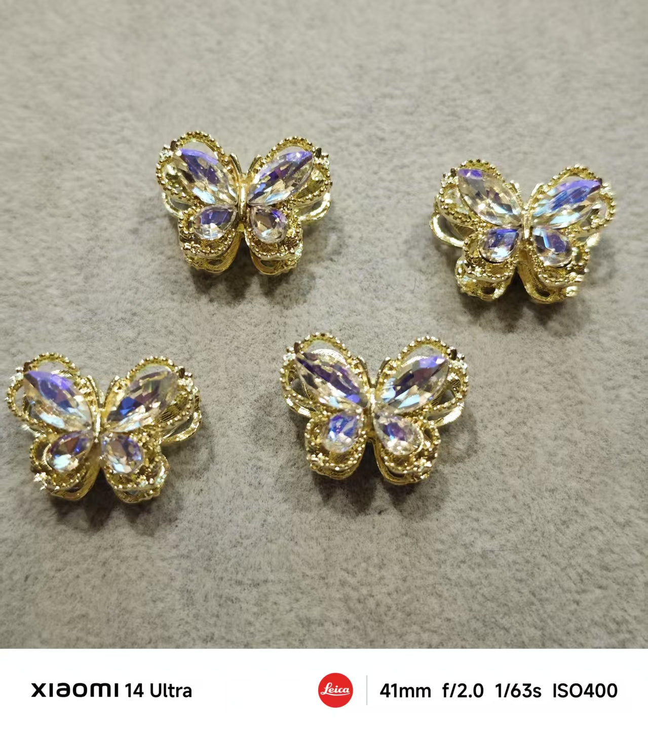 AJ360 【2Pcs】 Golden Butterfly Zircon (Max. 21mm x 15mm)