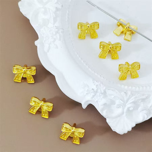 AJ181【10pcs Bow Tie Pendant Charms - golden Tone Jewelry Making Supplies