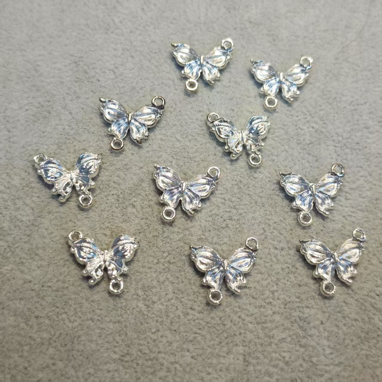 AJ307【10pcs 11mm Silver Butterfly Pendants - Elegant Charms for DIY Jewelry Making