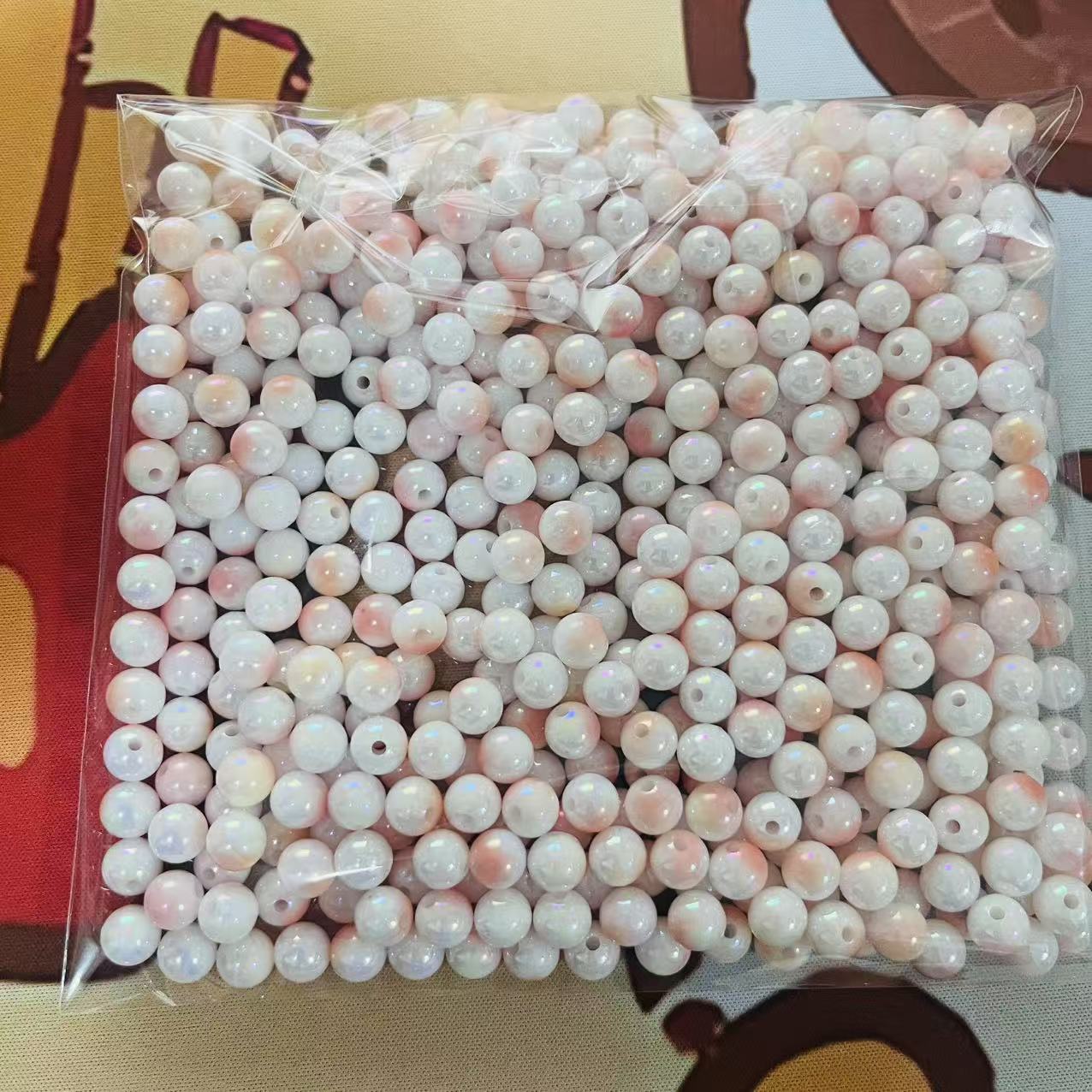 AJ061【In stock】1100pcs 6mm Aurora orange Acrylic Beads – 1.6mm Hole