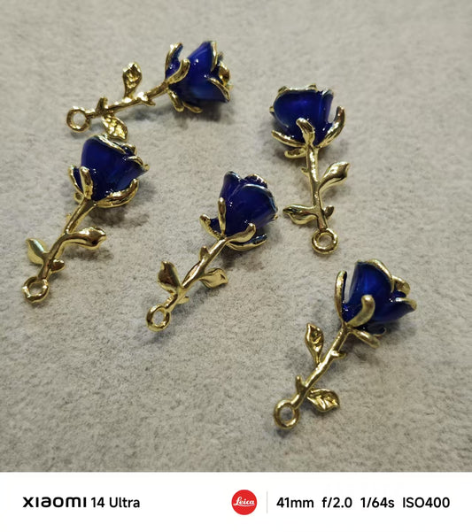 AJ368 【5pcs】 Blue Rose Pendant Charms