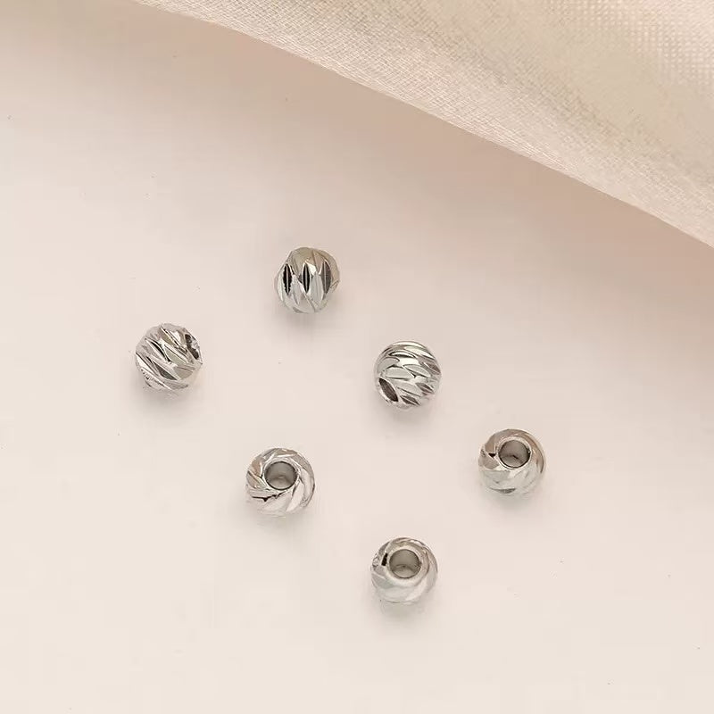 AJ278【100pcs 3mm silvery Ribbed Spacer Beads - Jewelry Making Supplies for DIY Bracelets