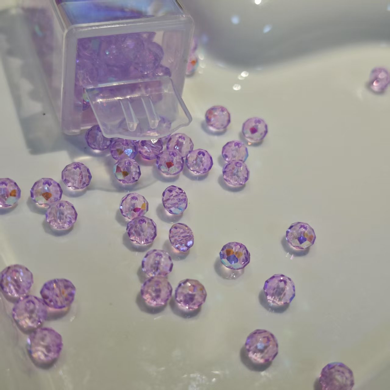 AJ226【Ready stock】1 Box of 6mm Irregular Purple Resin Beads - Unique Handmade Craft Supplies