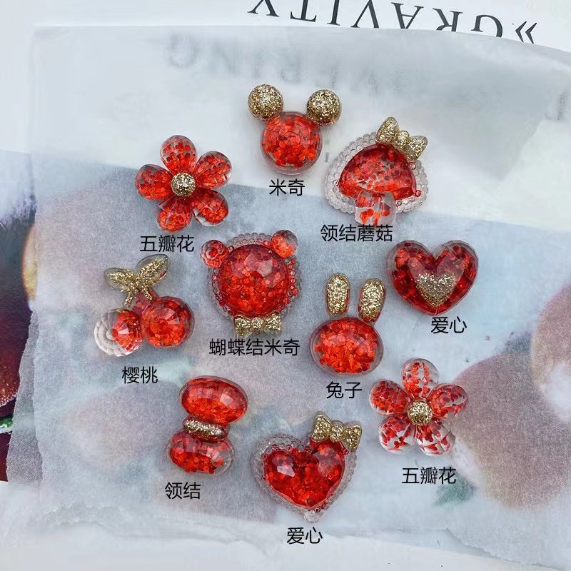 A0001 【PRE-SALE】red glitter charm mix