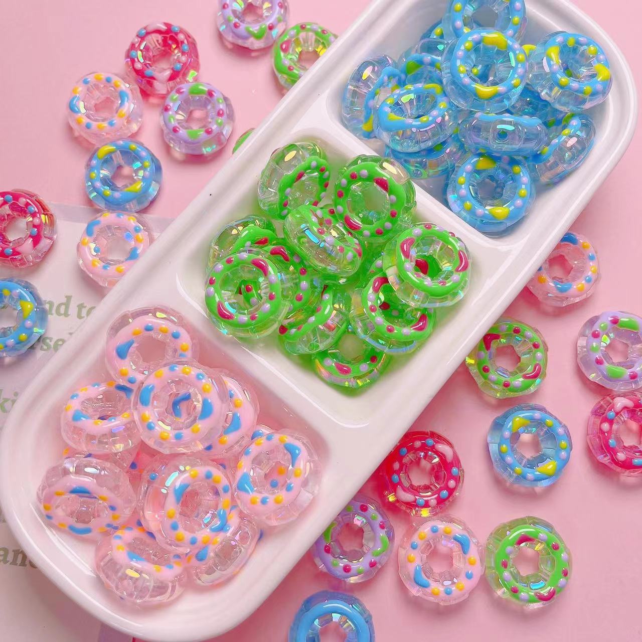 A0953 hand drawn donuts beads(pre-sale)