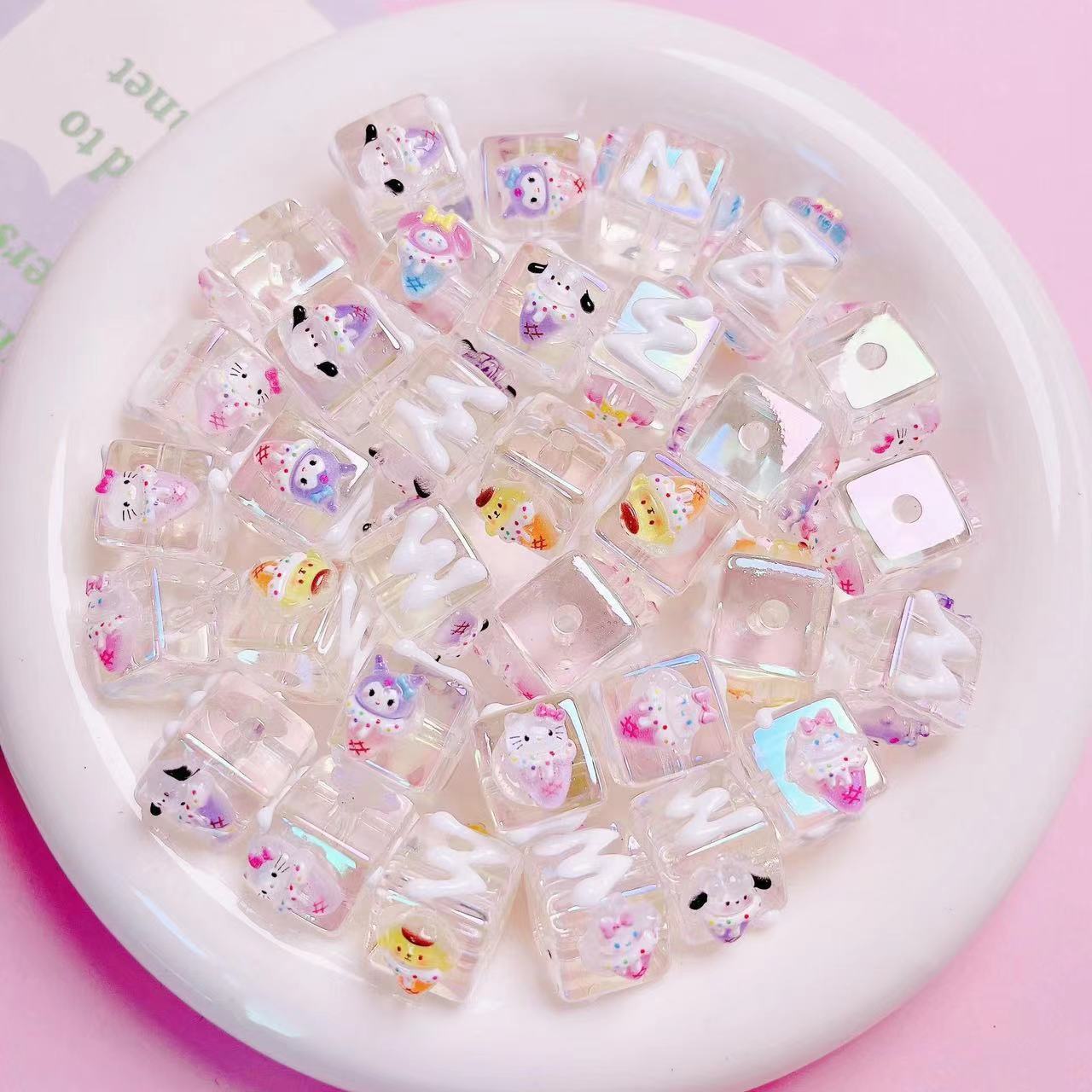 A0954 hand drawn san ice cubes beads(pre-sale)