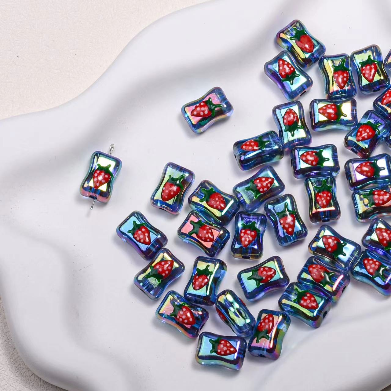 A1003 Hand drawn cashew bead beads