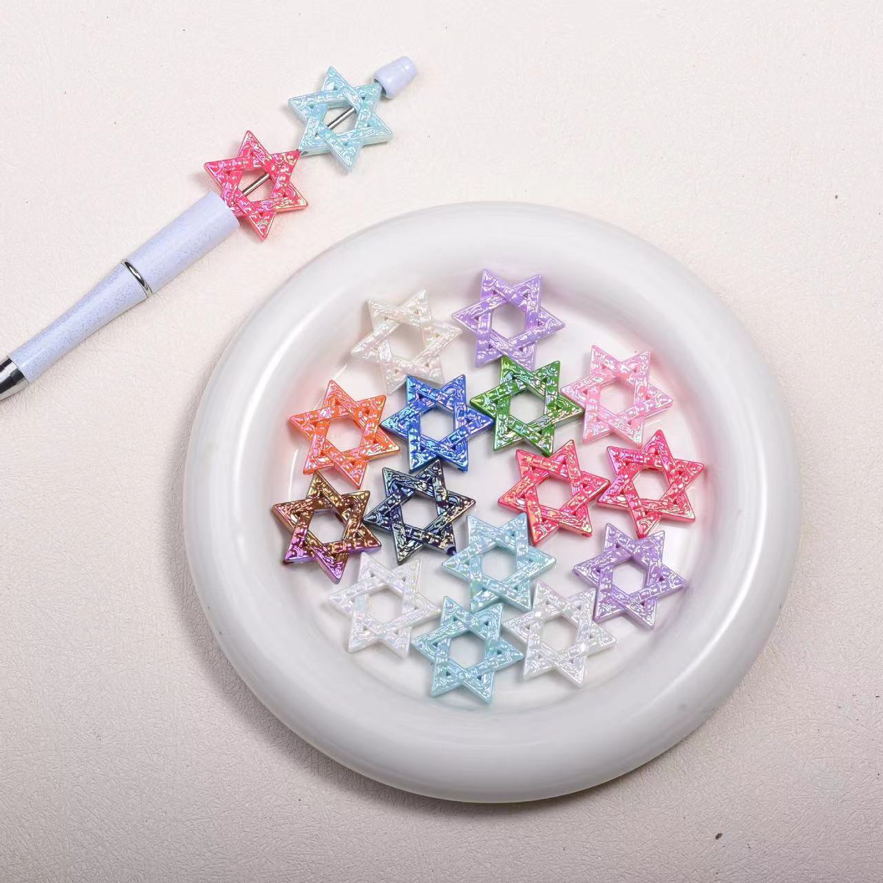 A1018 Colorful six pointed star beads(pre-sale)