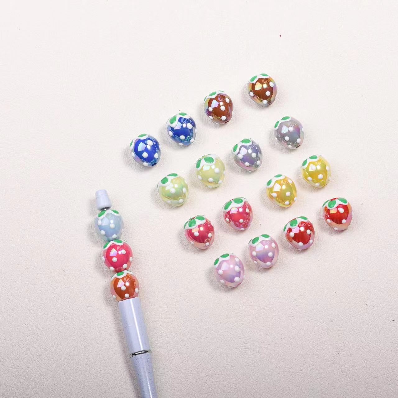 A1019 Hand drawn strawberry beads(pre-sale)