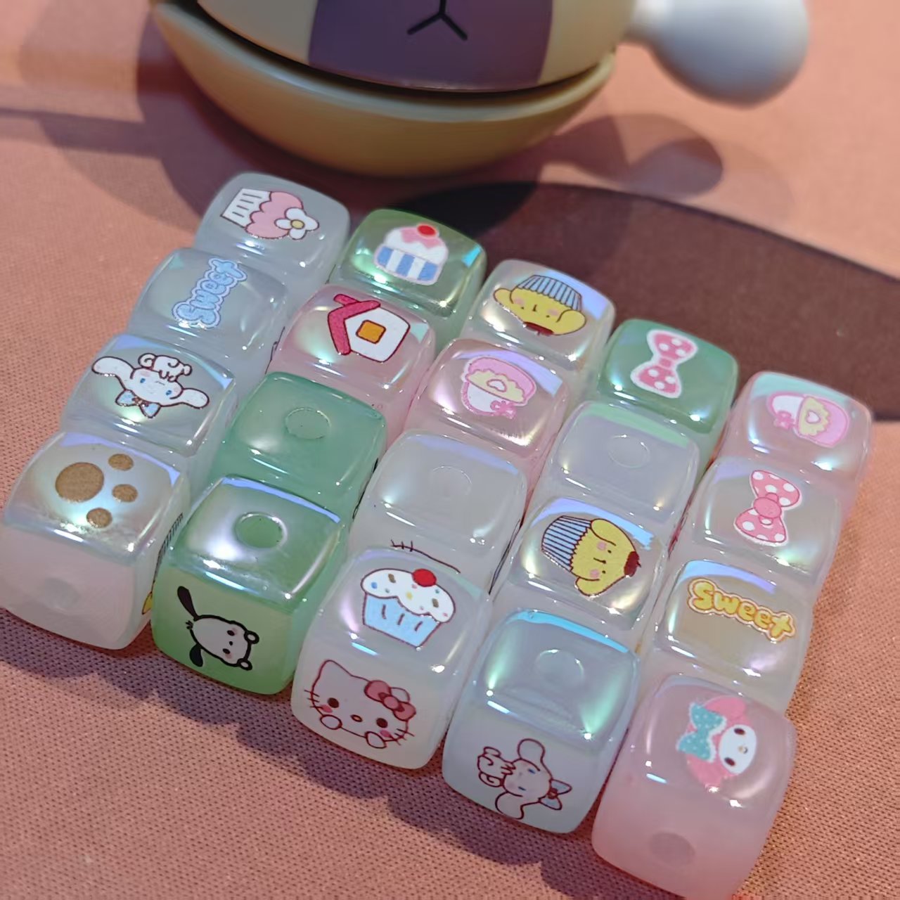 AJ207【20pcs/14mm/hole size3mm /San Acrylic Beads - Cube Beads