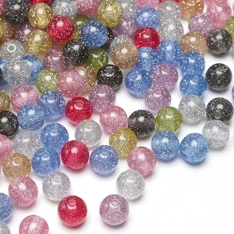 AJ294 【new】100 8mm acrylic sparkling beads mixed in color