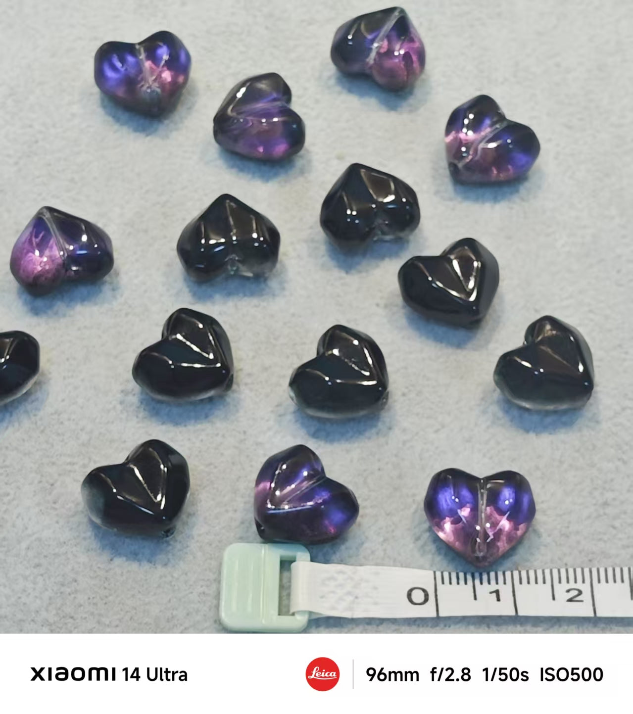 AJ343 【30pcs】 1.3cm Purple Heart Glass Beads