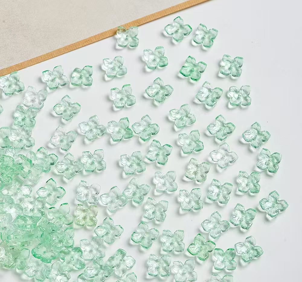 H110【40PCS】10mm glass bead-four-leaf clover