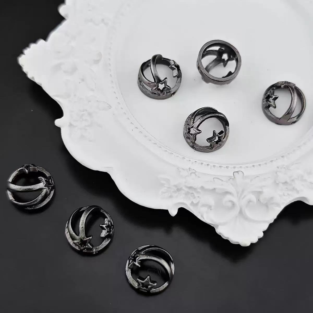 AJ340 20pcs 12.8mm Black Planet Bead Caps (Inner Diameter 10.8mm)