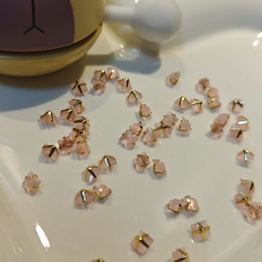 AJ197【50pcs Pink Square Zircon Beads - Pointed Back Rhinestones for Jewelry Making
