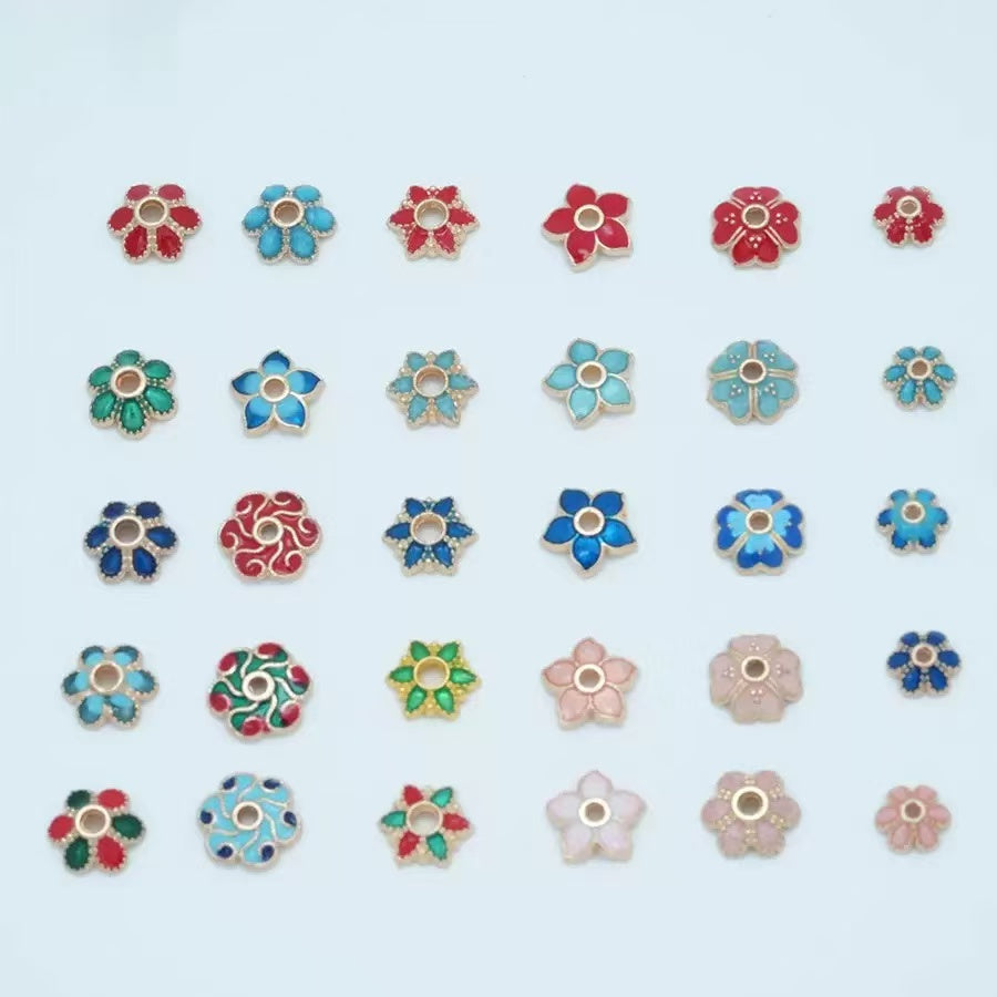 AJ109【145pcs 6-Petal Flower Bead Caps