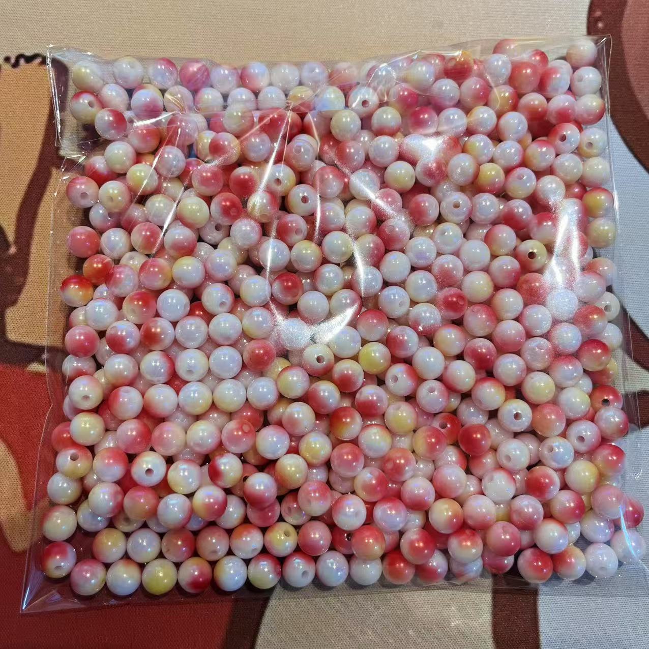 AJ149【In stock】1100pcs 6mm Aurora Red & Yellow Acrylic Beads – 1.6mm Hole