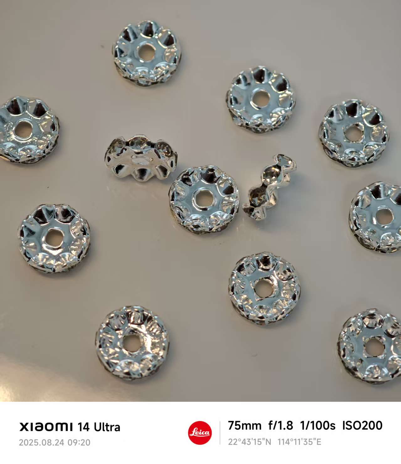 AJ437【Ready stock】 20Pcs 12mm Wave Edge Rhinestone Spacer Beads