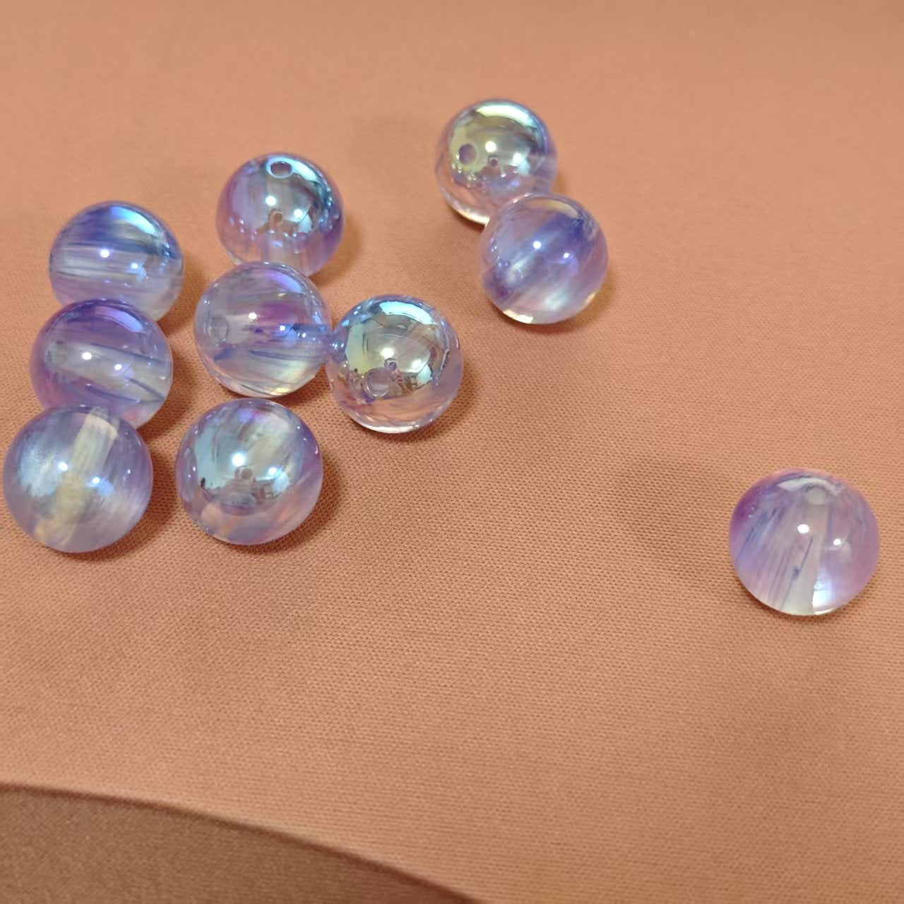 AJ009【Ready stock】16mm Purple Resin Beads – Dreamy Galaxy Electroplated Round Beads | Jewelry-Making Supplies (10pcs)