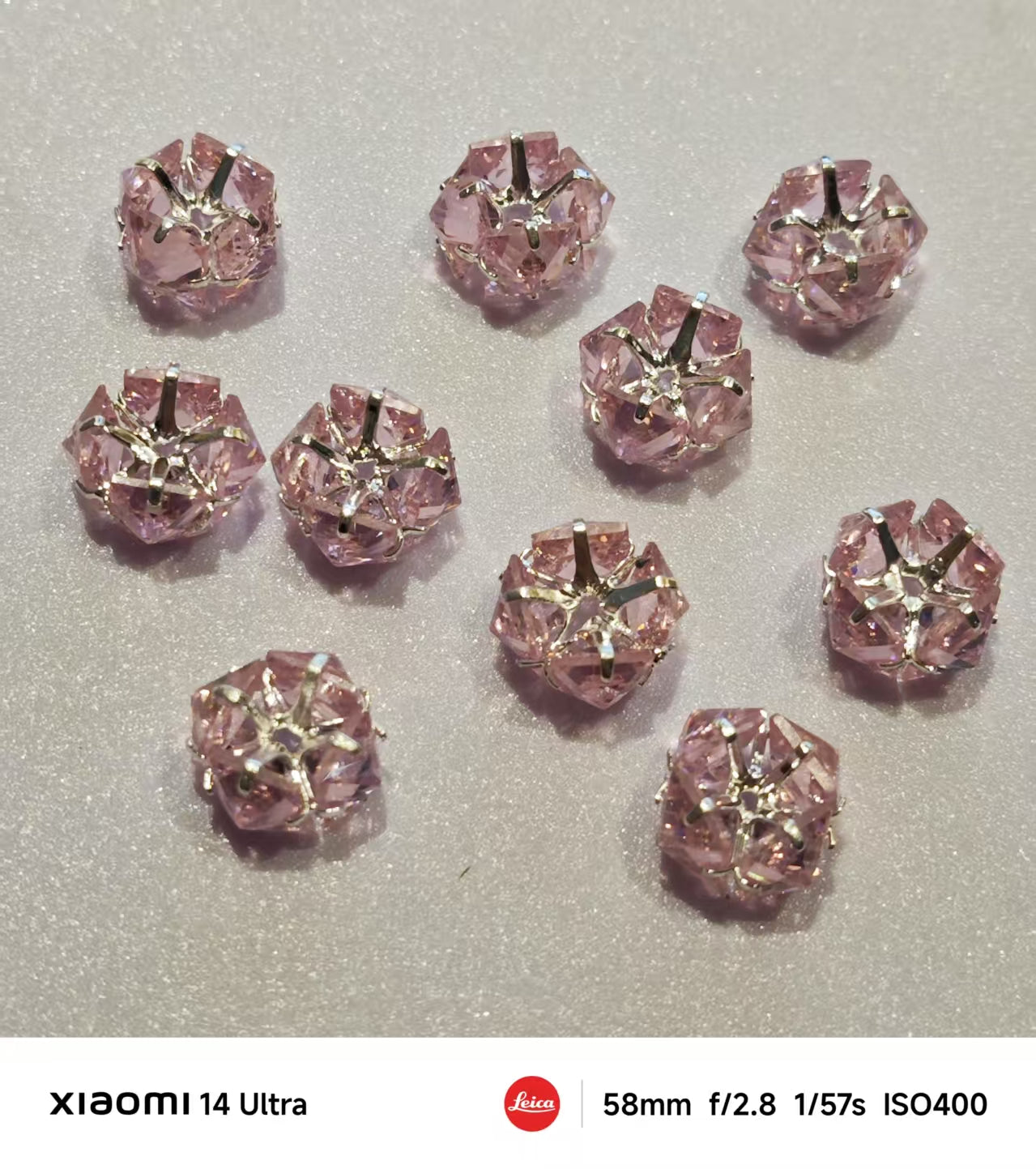 AJ369 【10pcs】 Pink Sparkling Zircon Stones