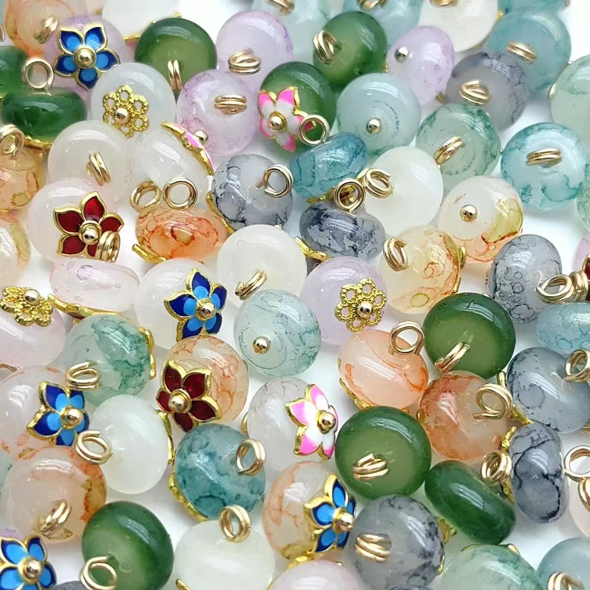 AJ144 【40pcs 10mm Chinese Jade Imitation Glass Beads