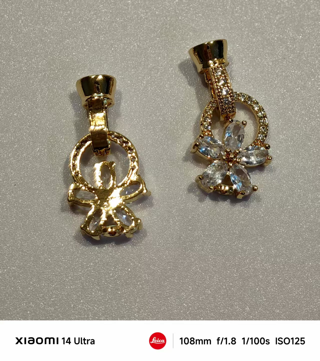 AJ381 【2pcs】 11x23mm Zircon Flower Pendants - Elegant 5-Petal Bling Charms for DIY Necklace/Bracelet
