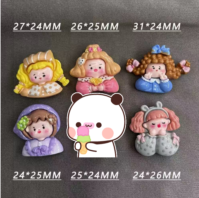 AJ286 25pcs Resin Girl Figurines (5 Styles × 5) - Cute Miniature Dolls for DIY Crafts