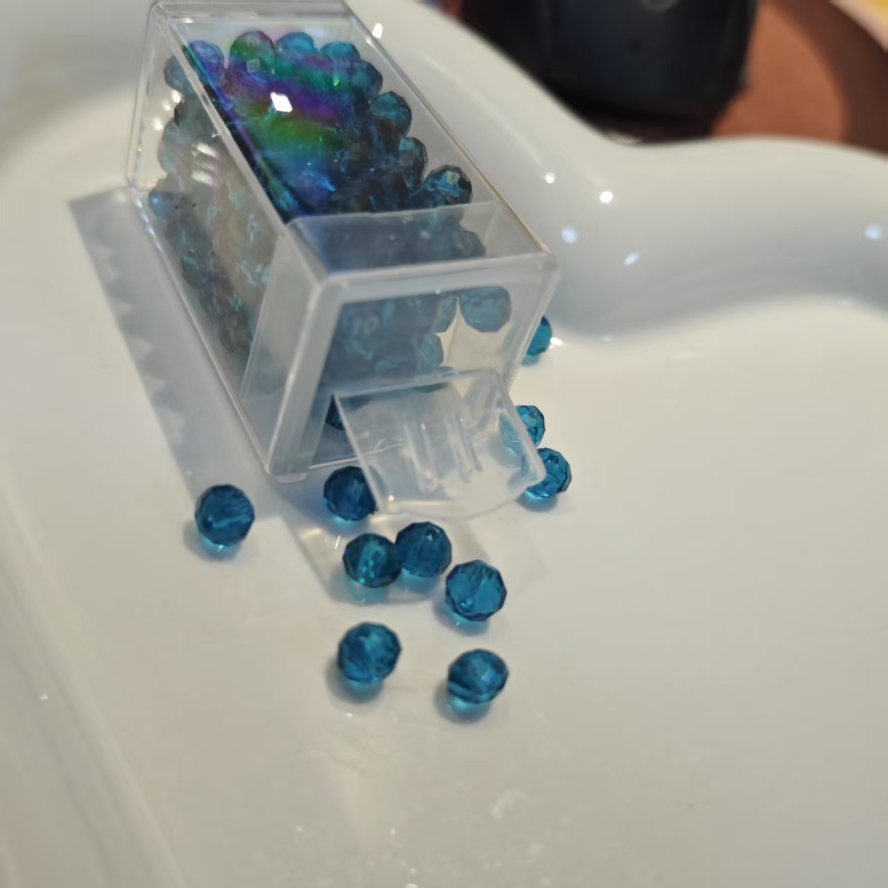 AJ228【1 Box of 6mm Blue Oval Resin Beads - Smooth Elliptical Jewelry Making Supplies