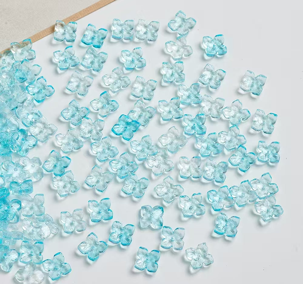 H111【40PCS】10mm glass bead-four-leaf clover