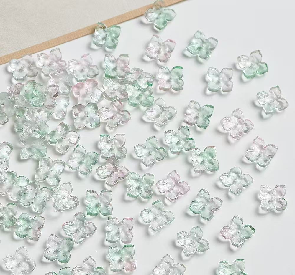 H106【40PCS】10mm glass bead-four-leaf clover