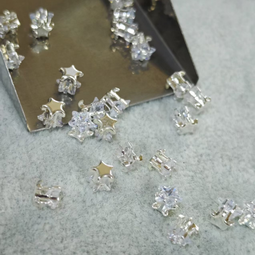 AJ296【27pcs Star Zircon Charms - Sparkling Stud Earrings & Pendant DIY Supplies