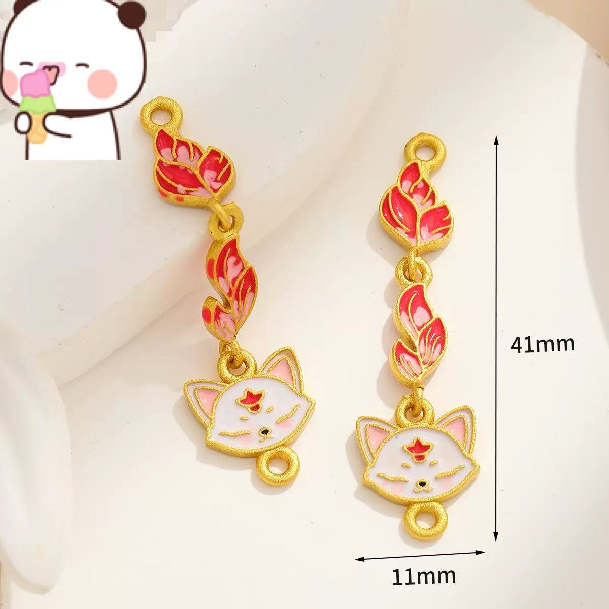 AJ209【2pcs Chinese Style Fox Extender Chains - Oriental Jewelry Length Adjusters