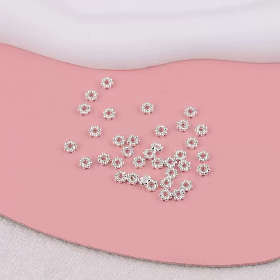 AJ309 100pcs 4mm Snowflake Spacer Beads - Winter Jewelry Making Supplies