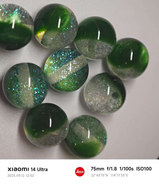 AJ519【10pcs/20PCS】 15mm Sparkling Planet Resin Bead