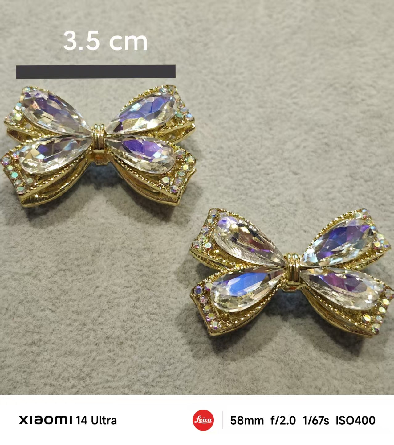 AJ370 【2pcs】 Sparkling Bow Zircon Pendants