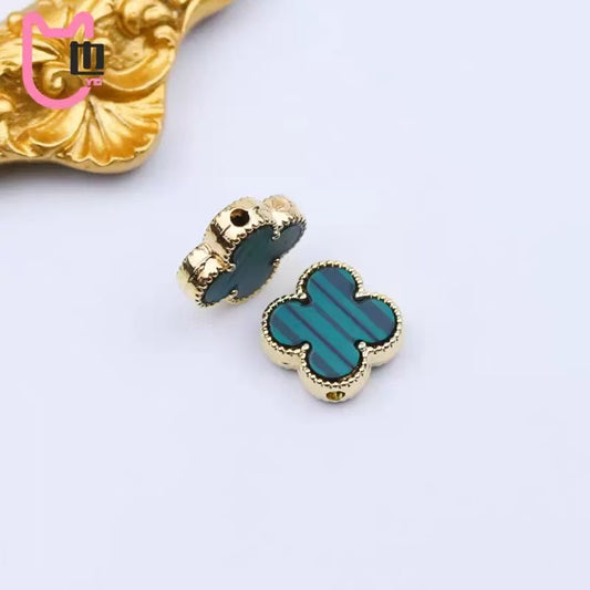 AJ211【10pcs (14MM)Blue Four-Leaf Clover Pendants - Lucky Charm Jewelry Components