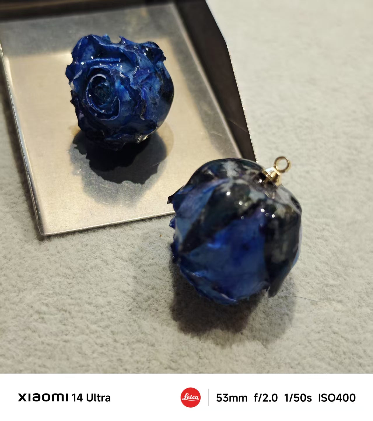 AJ362【2pcs】High-Quality Blue Flower Beads