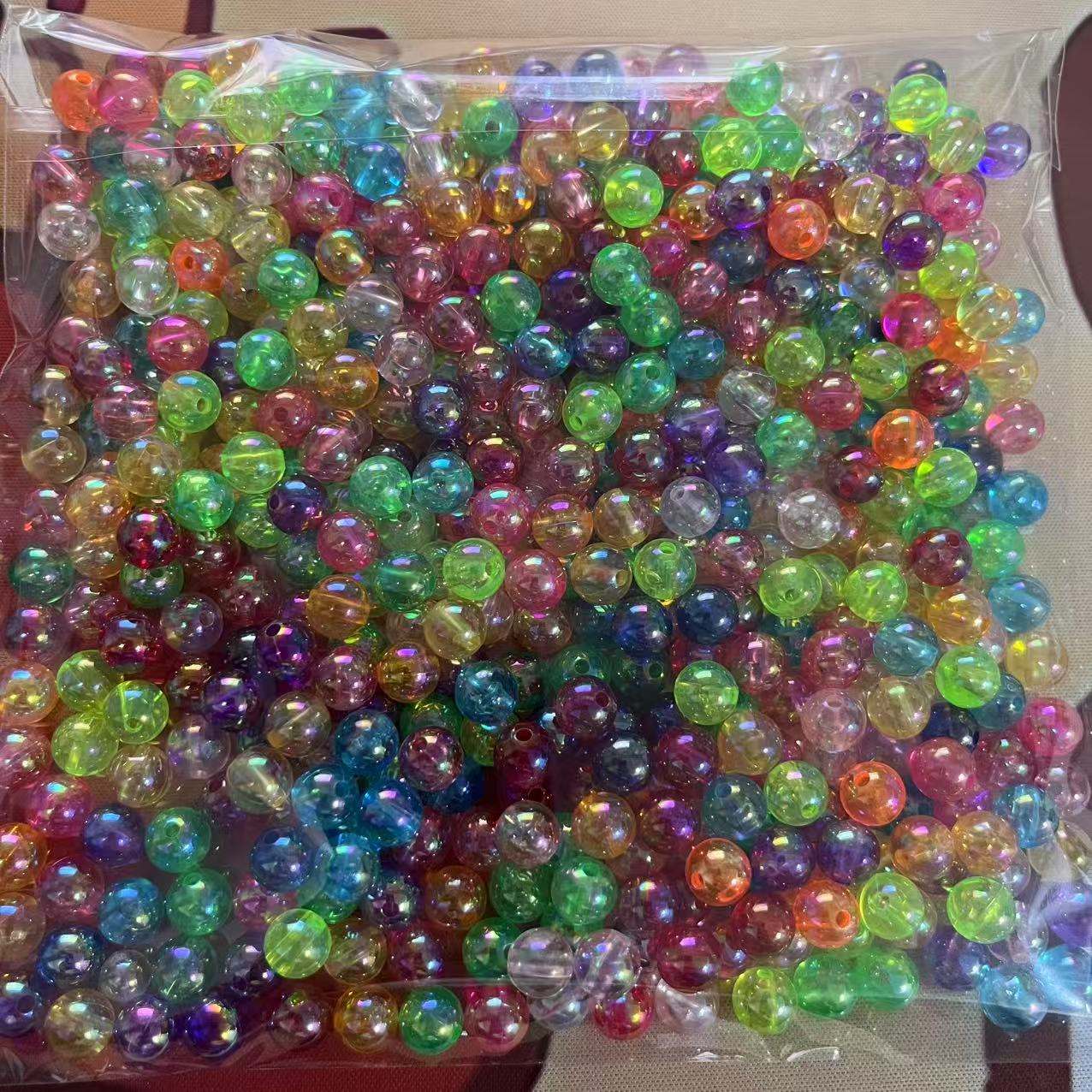 AJ058【In stock】1100pcs 6mm Transparent color mix Acrylic Beads – 1.6mm Hole