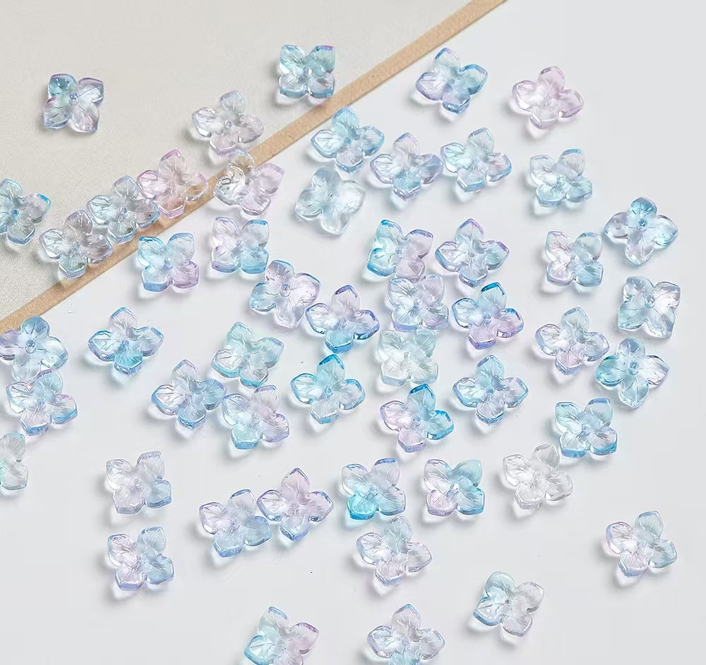 H114【40PCS】10mm glass bead-four-leaf clover