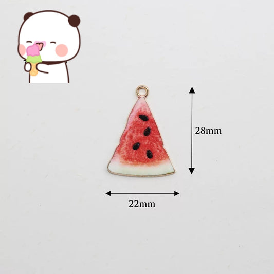 AJ322 10pcs Watermelon Enamel Pendants - Cute Fruit-Shaped Drip Glaze Charms for DIY Jewelry Making