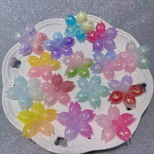 AJ219【15-Piece Multicolor 4mm Five-Petal Handmade Flower Charms