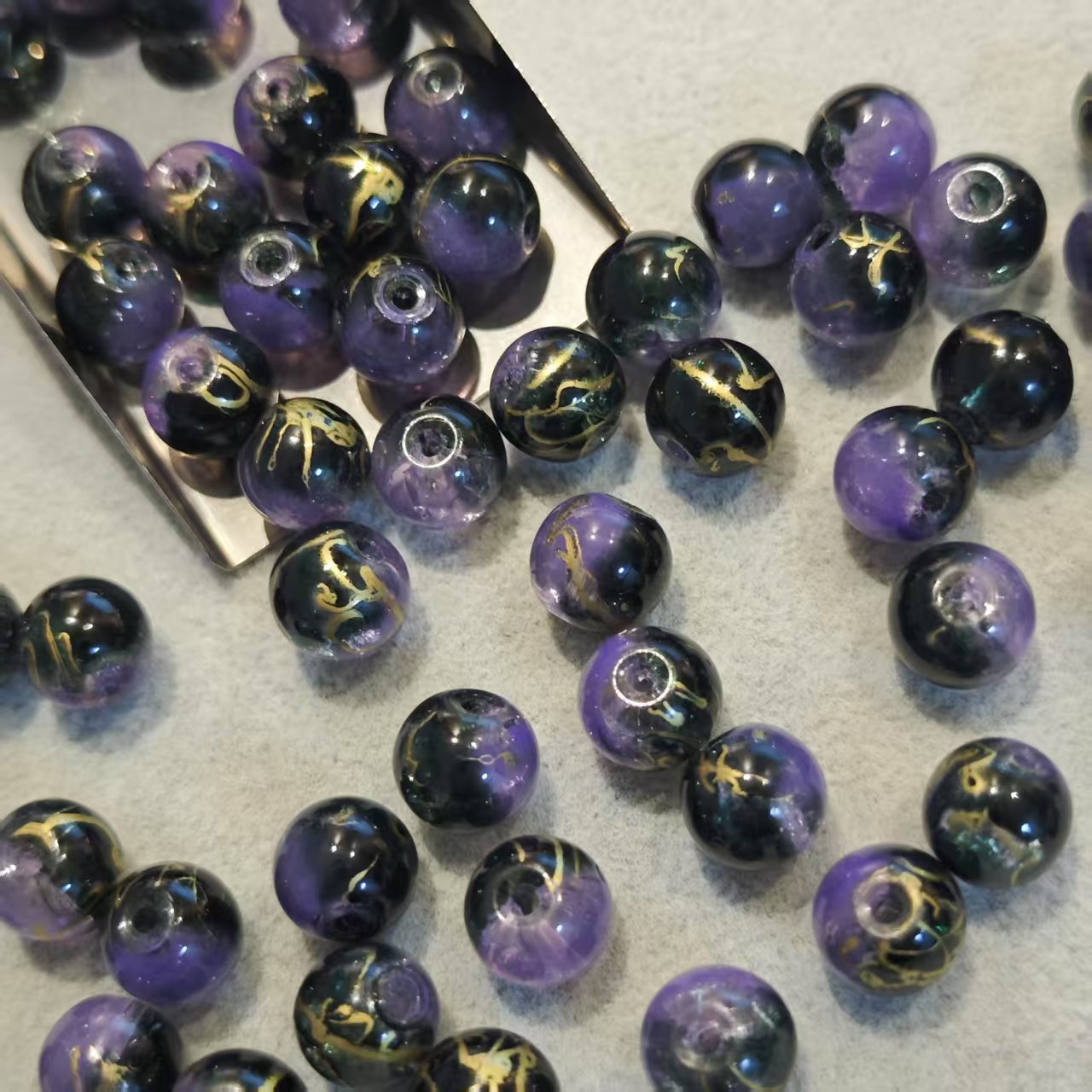 AJ271【55pcs Purple Glass Beads - DIY Jewelry Making Supplies for Bracelets & Necklaces