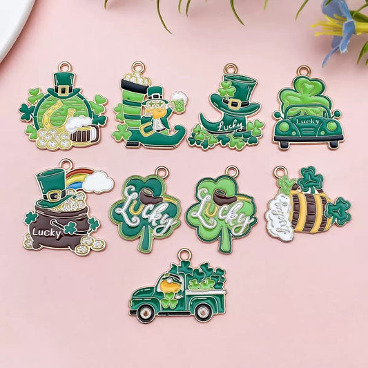 AJ344 9 Styles Clover Pendant - Irish Lucky Charm Drops