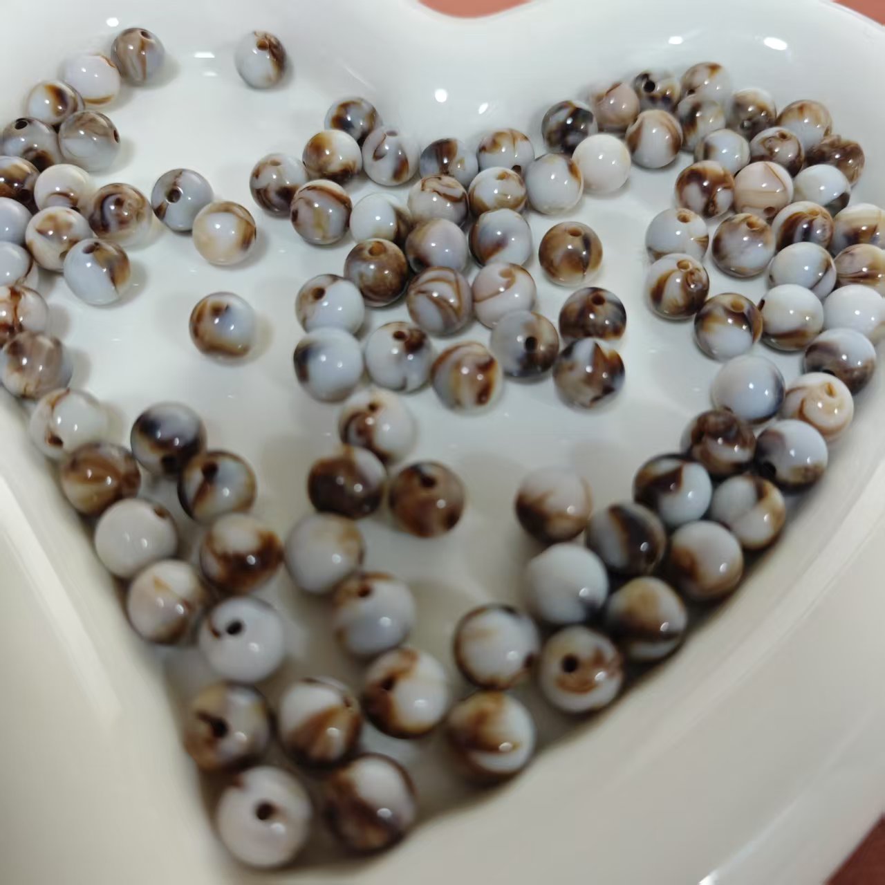 AJ005 【Ready stock】 10mm Glass Beads in Frosted Chocolate (100pcs/bag)