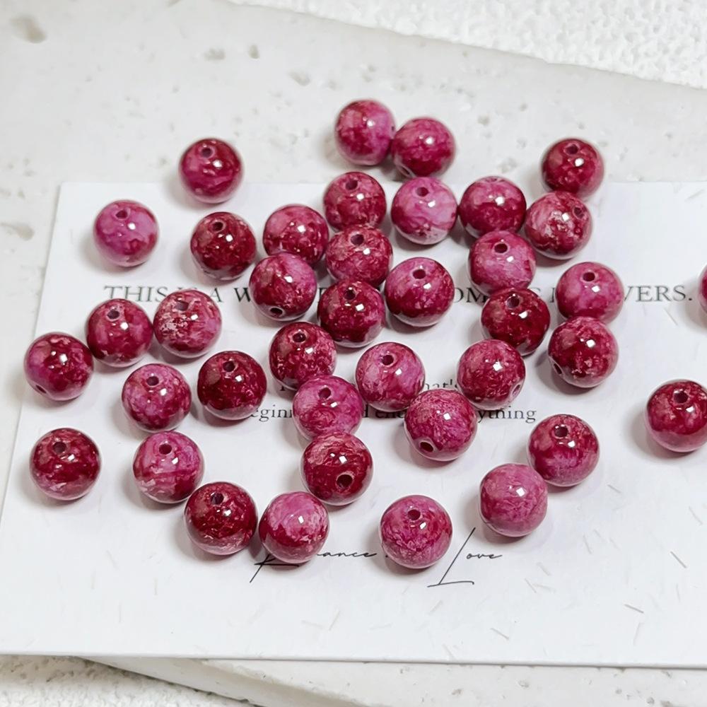 B010【25 pcs】 8mm Oil Painting Style Glass Beads