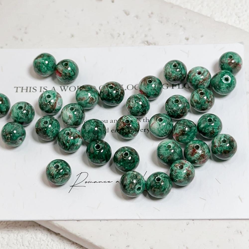 B011【25 pcs】 8mm Oil Painting Style Glass Beads