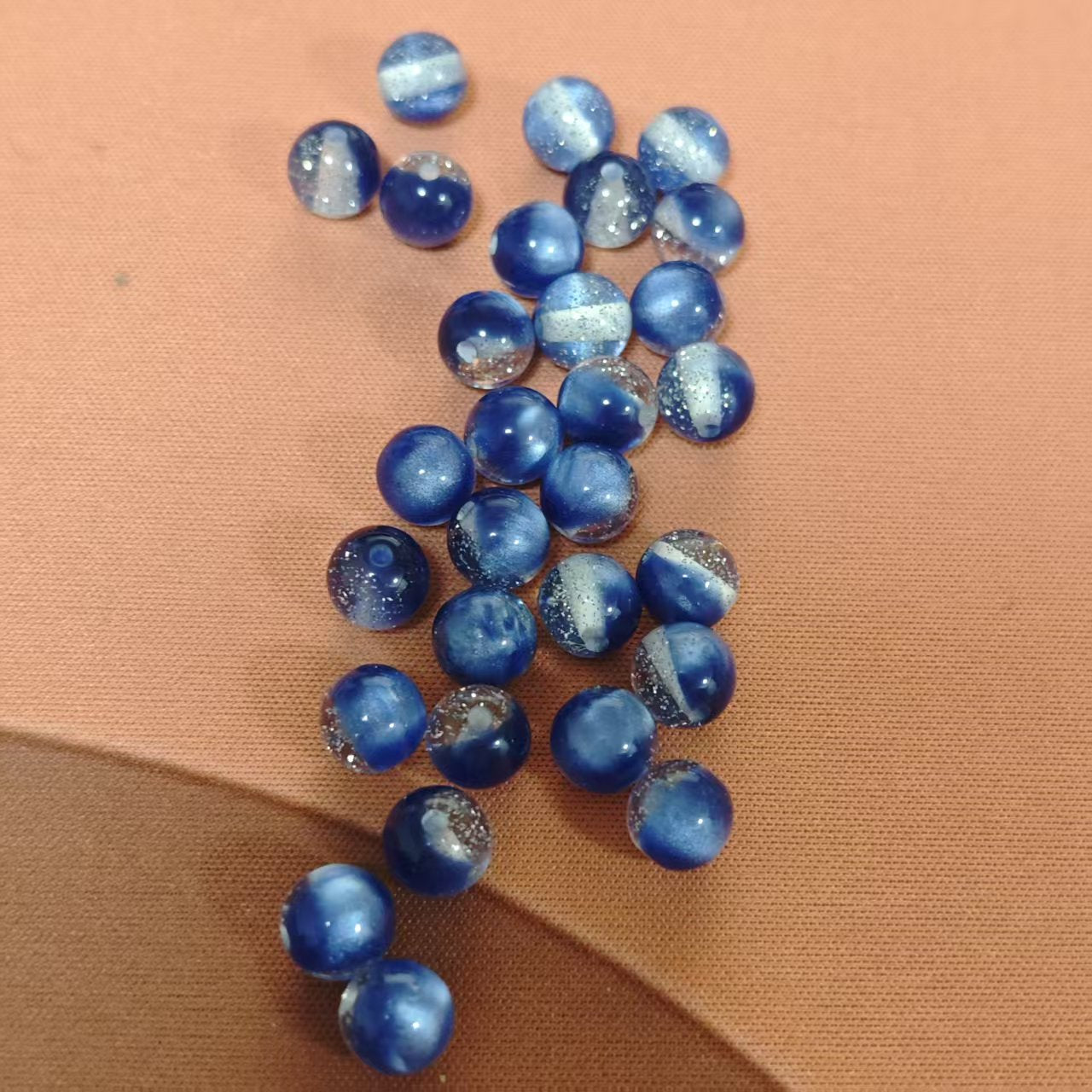 AJ023(in stock) 8mm Blue Galaxy Resin Beads,30pcs