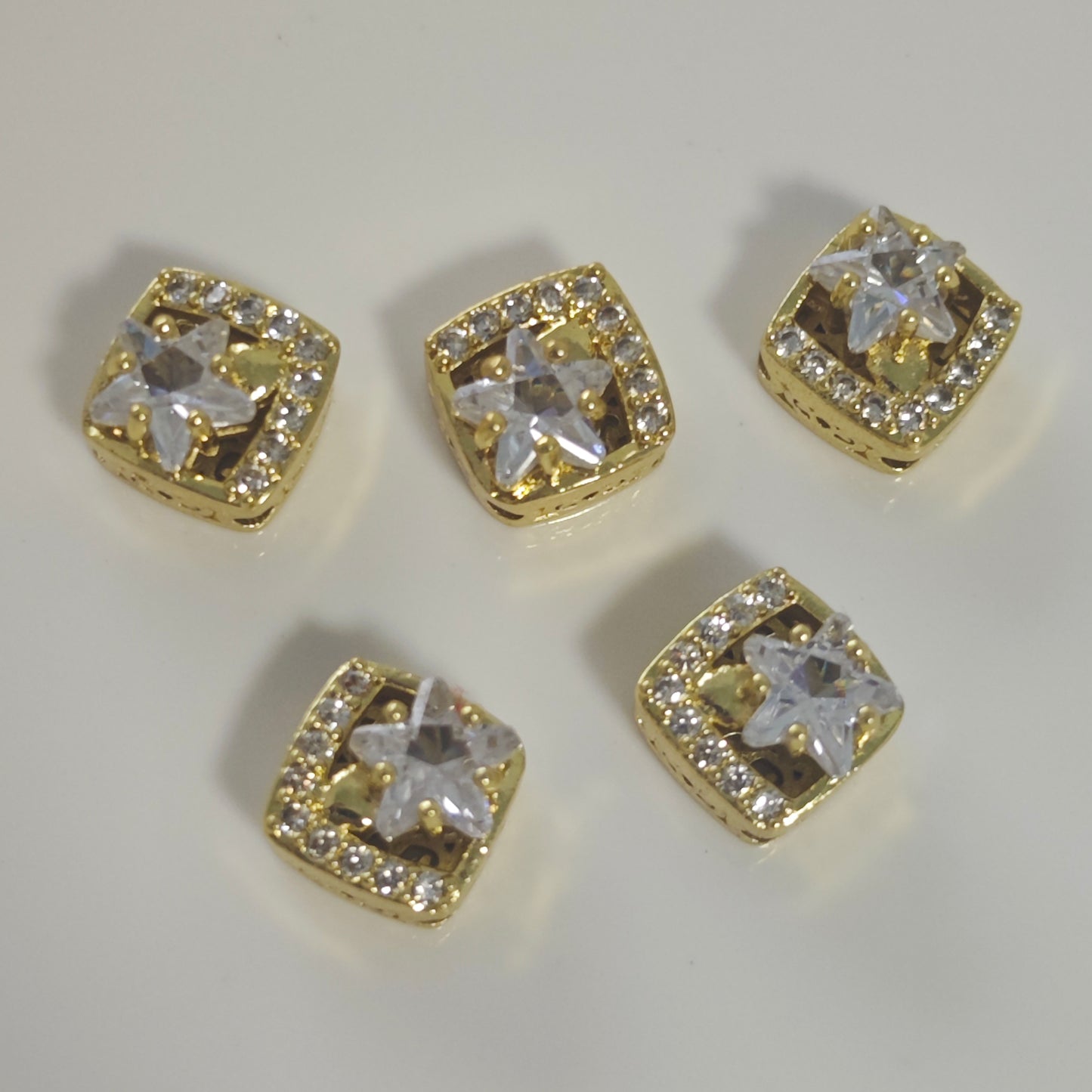 AJ431 【4 pcs】 Gold Star Square Charms