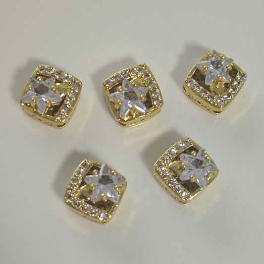 AJ431 【4 pcs】 Gold Star Square Charms