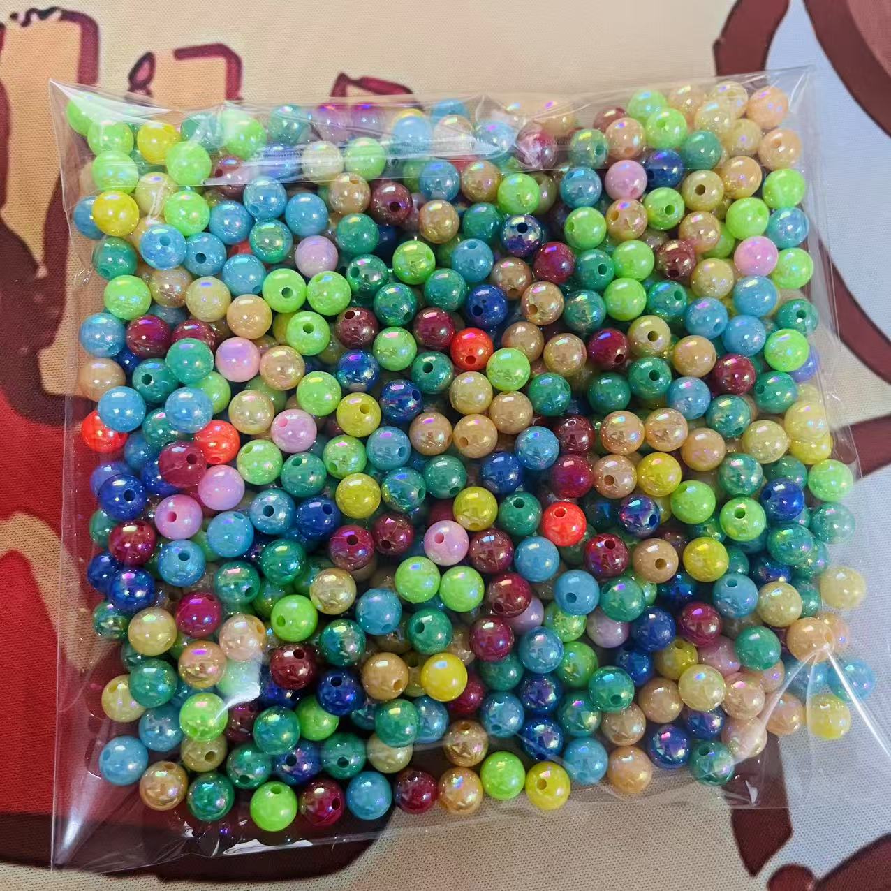 AJ057【In stock】1100pcs 6mm color mix Acrylic Beads – 1.6mm Hole